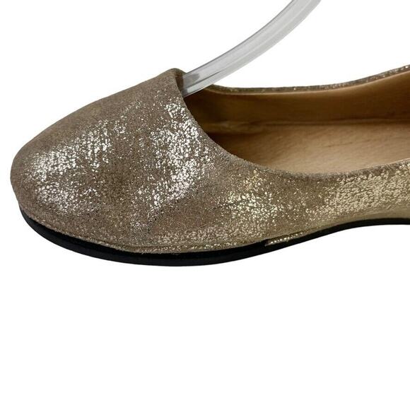 Fs/Ny French Sole Gold Leather Slip On Wedge Loafers Round Toe Womens Shoes sz 6 - Picture 5 of 16